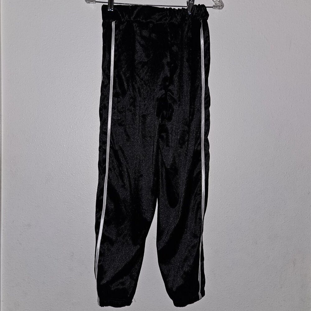 Weissman Dancewear Black Pants White Stripes Pull-On Elastic Waist Child Size LC